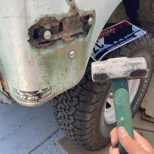 About To Patch Rust Hole On Jeep